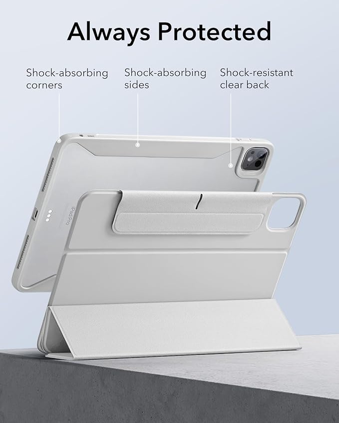 ESR for iPad Pro 11 Inch Case (M5/M4) 2025/2024 Removable Magnetic Cover Vertical Stand Fully Supports Pencil Pro and Pencil (USB-C) Rebound 360 Series White