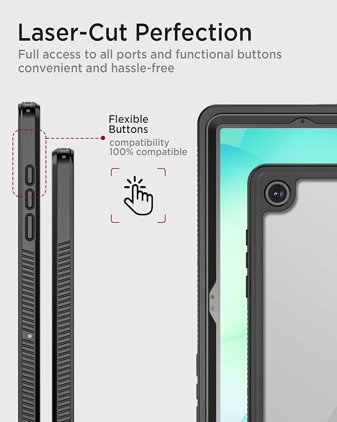 Miimall Case for Samsung Galaxy Tab A11+/Plus 11 Screen Protector Full Body Rugged Bumper Outdoor Sports IP68 Waterproof Military Grade Cover for Galaxy Tab A11 Plus 2025(Model: SM-X230/X235/X236)