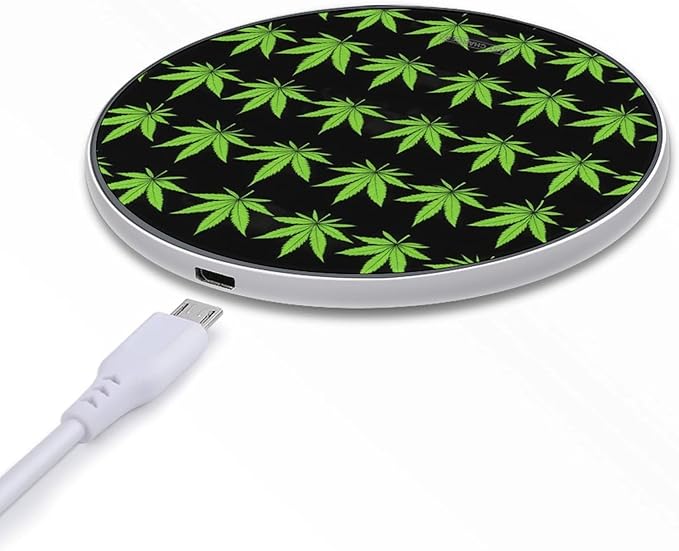 Weed Leaf Wireless Charger Anti-Slip Wireless Charging Pad Slim Charger Mat for Men Women