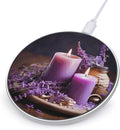 Purple Lavender with Candles Wireless Charger Fast Wireless Charging Pad with USB Cable 10W Anti-Slip Magnetic Wireless Charger Portable Slim Charger Puck Travel Charging Station