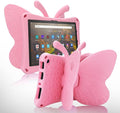 Fire HD 8 Kids Tablet Case 10th Gen 2020/2022 Pink Butterfly Design EVA Foam Kickstand Handle For Amazon Fire HD 8 Kids Tablet 2020/2022 8 inches Case for Playtime Learning Travel