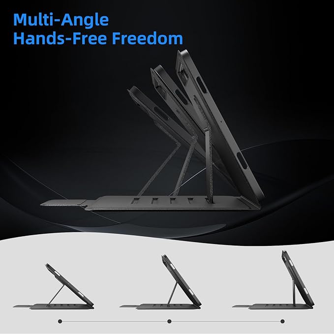 Case for Samsung Galaxy Tab S10 Lite/ S10 FE 2025/ S9 FE 10.9 inch/ S9 11 inch with Screen Protector Adjustable Angles Stand Back Cover Shockproof Premium PU Leather Case (Black)