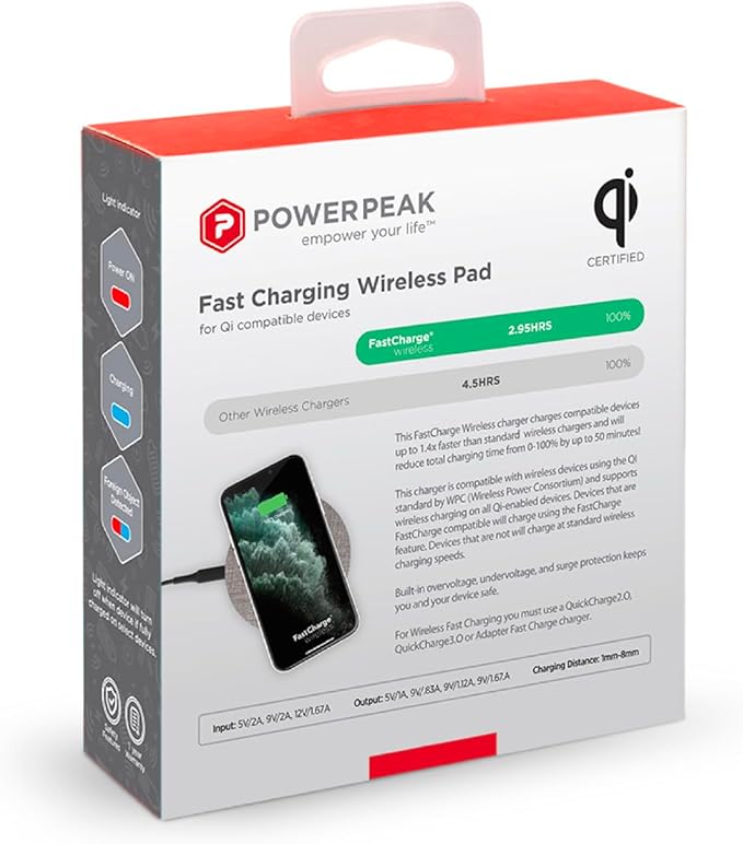 Wireless Fast Charger 15W Aluminum Fast Charging Pad USB-A to USB-C Cable Included Compatible with iPhone Apple &amp Android | Gray (Pad)