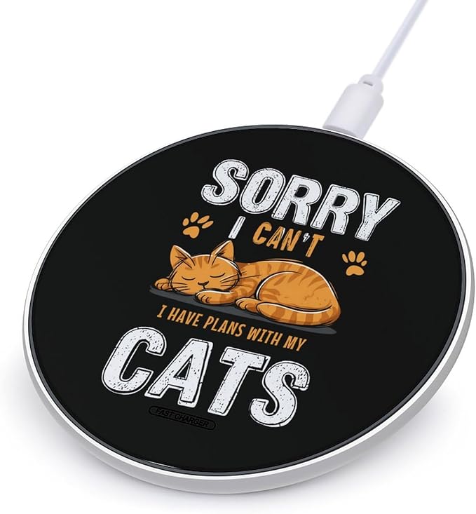 Funny Cat Fast Portable Charger 10W Funny Graphic Phone Charging Pad with USB Cable
