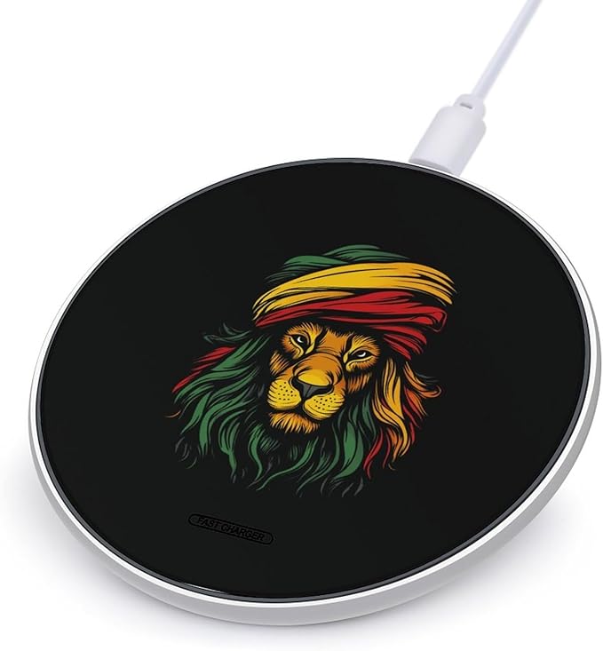 Rasta Reggae Lion Jamaica Wireless Charger Anti-Slip Wireless Charging Pad Slim Charger Mat for Men Women