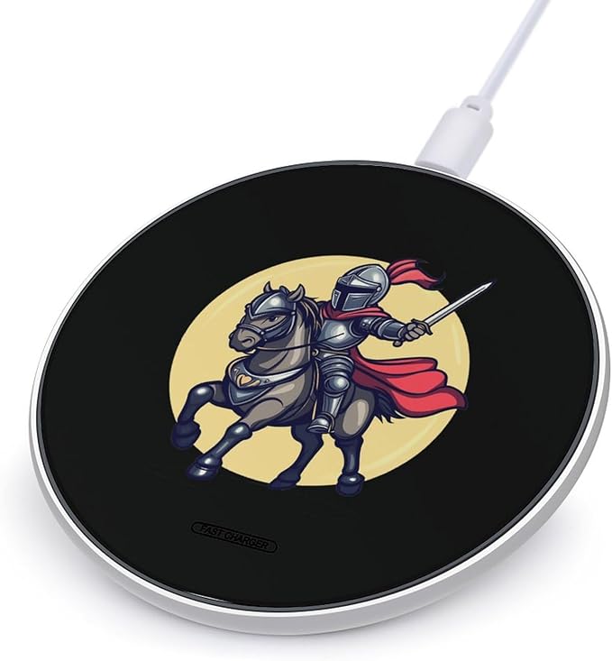 Knights-Horse Sword Helmet Wireless Charger Anti-Slip Wireless Charging Pad Slim Charger Mat for Men Women
