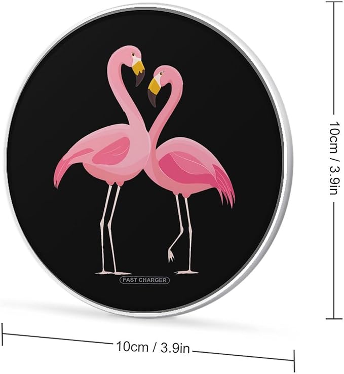 Flamingos Heart Fast Portable Charger 10W Funny Graphic Phone Charging Pad with USB Cable
