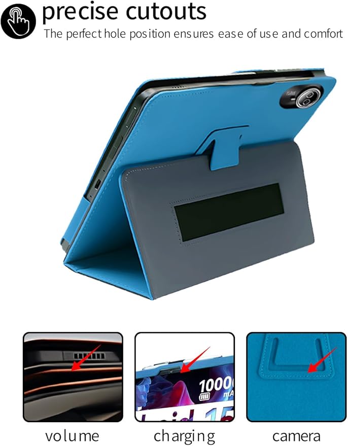 for Urao G140L 2025 14 Inch Android Tablet CaseBOVUGAC Folding Stand Protective Cover with Pencil Holder and Wrist StrapFull Protection Premium PUScratch Resistant(Sky Blue)