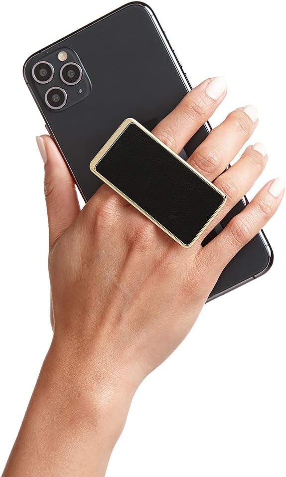 HANDL New York Black and Gold Professional Leather Collection HANDLstick Grip and Stand for Smartphone