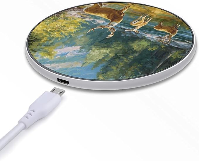 Deer River Mountain Spring Forests Phone Charger Magnetic Charging Pad Anti-Slip with USB Cable
