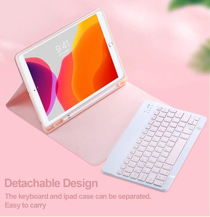 Galaxy Tab A7 Lite 8.7 Inch Case with Keyboard and Mouse Combo Detachable Magnetic Keyboard+Mouse+Slim Cover for Samsung Tab A7 Lite 8.7 Model (SM-T220/T225/T227) (Pink)