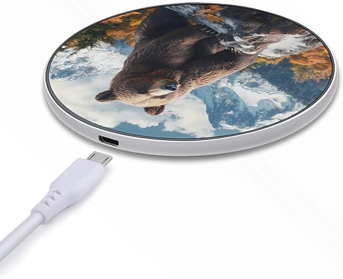 Brown Bear Wireless Charger Anti-Slip Wireless Charging Pad Slim Charger Mat for Men Women