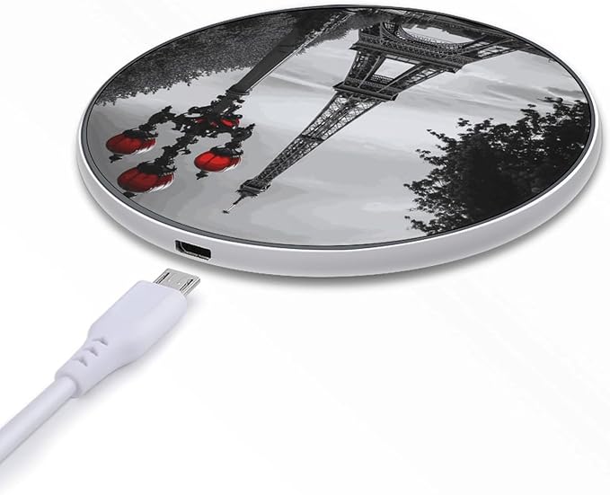 Eiffel Tower London Wireless Charger Fast Wireless Charging Pad with USB Cable 10W Anti-Slip Magnetic Wireless Charger Portable Slim Charger Puck Travel Charging Station