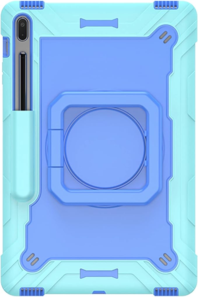 Stand Case for Samsung Galaxy Tab S8 Plus 2022/Tab S7 FE 5G 2021/Tab S7 Plus 2020 12.4 inch 360 Degree Rotating Kickstandwith Hand/Shoulder Strap Rugged Shockproof Cover Aqua Green &amp Blue