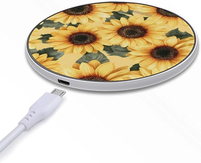 Tender Yellow Sunflowers Fast Portable Charger 10W Funny Graphic Phone Charging Pad with USB Cable