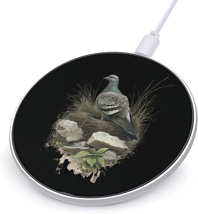 Pigeons Perched Nest Fast Portable Charger 10W Funny Graphic Phone Charging Pad with USB Cable
