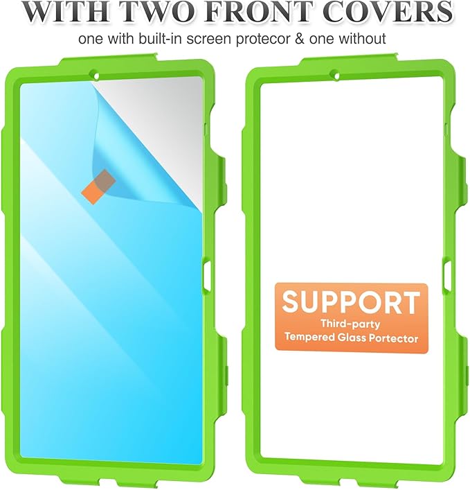 SEYMAC stock Case for Samsung Galaxy Tab S10 FE+ Plus 5G Tablet Case 13.1'' Protective with Screen Protector Pen Holder 360 Rotate Stand Hand Strap Shoulder Strap Green1