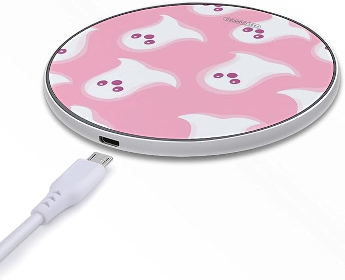 Cute Ghost Pattern Phone Charger Magnetic Charging Pad Anti-Slip with USB Cable