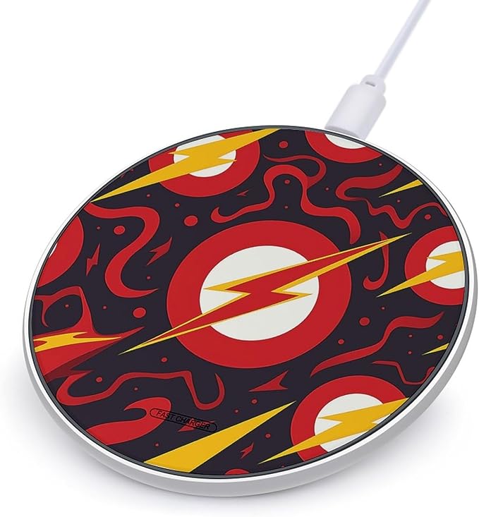 Red Glitter Pattern Wireless Charger Fast Wireless Charging Pad with USB Cable 10W Anti-Slip Magnetic Wireless Charger Portable Slim Charger Puck Travel Charging Station