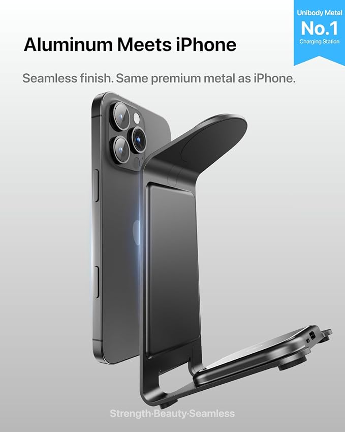 Intoval Aluminum 3 in 1 Wireless Charging Station for iPhone 17 16 15 14 13 12 11 Pro Max XR Wireless Charger for Apple Watch 11 10 9 8 7 Ultra SE 3 2 Phone Charger for AirPods 4 Pro 2 3 (Grey)