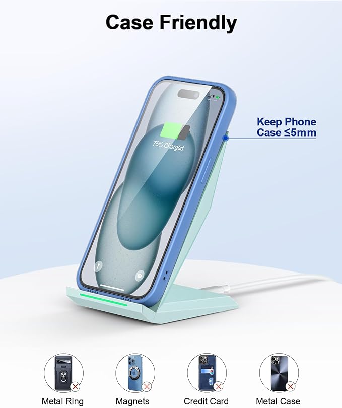 NANAMI Fast Wireless Charger Charging Stand[with 20W PD Charger] Compatible with iPhone 17/16/15/14/13/12/12 Desktop Charger Stand for Samsung Galaxy S26/S26+/S25/S25+/S25 Ultra/S24/S23/S22/S21/S20
