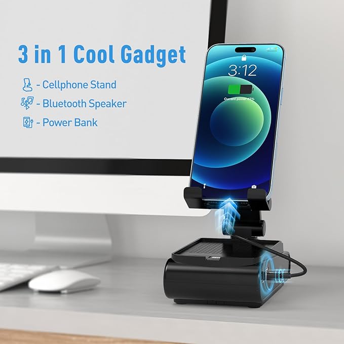 Birthday Gifts for Men Him Cell Phone Stand with Wireless Bluetooth Speaker and Charging Function 360° Rotable Angle Adjustable Unique Mens Gifts for Dad Husband Boyfriend Cool Gadgets for Men