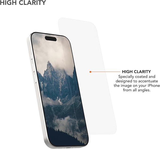 Rokform - Screen Protector Compatible with the iPhone 16 Active Touch Shatter Proof High Definition Case Friendly Tempered Glass iPhone Screen Protector 2 Pack (Clear)
