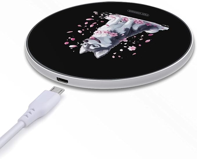Siberian Husky Dog Wireless Charger Anti-Slip Wireless Charging Pad Slim Charger Mat for Men Women