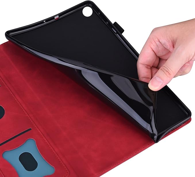 for Samsung Galaxy Tab S10 FE+ / S10 FE Plus 13.1 Inch X620 / X626B Tablet PC Case Bracket Type Adjustable Fixing Strap Card Slot Tablet Cases(Vermelho)