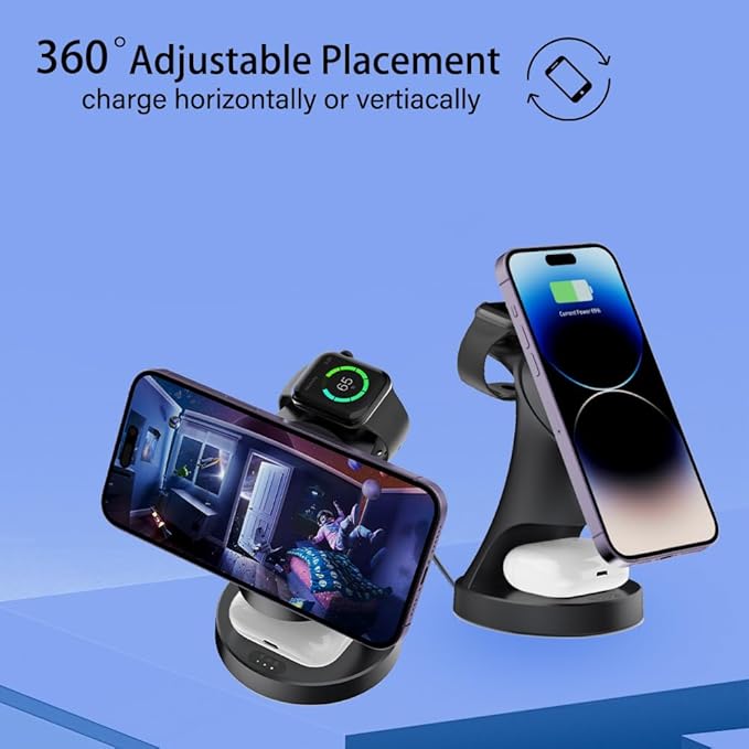 Wireless Charger3 in 1 Magnetic Wireless Charger Stand Fast Wireless Charging Dock for iPhone17/16/15/14/13/12 Series Apple Watch Series AirPods Pro.