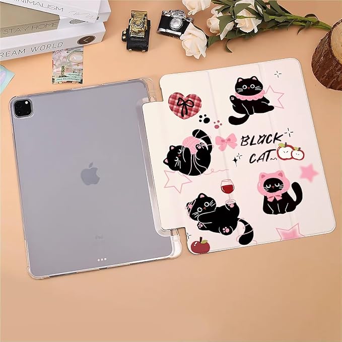 Cute black cats pink plaid bows