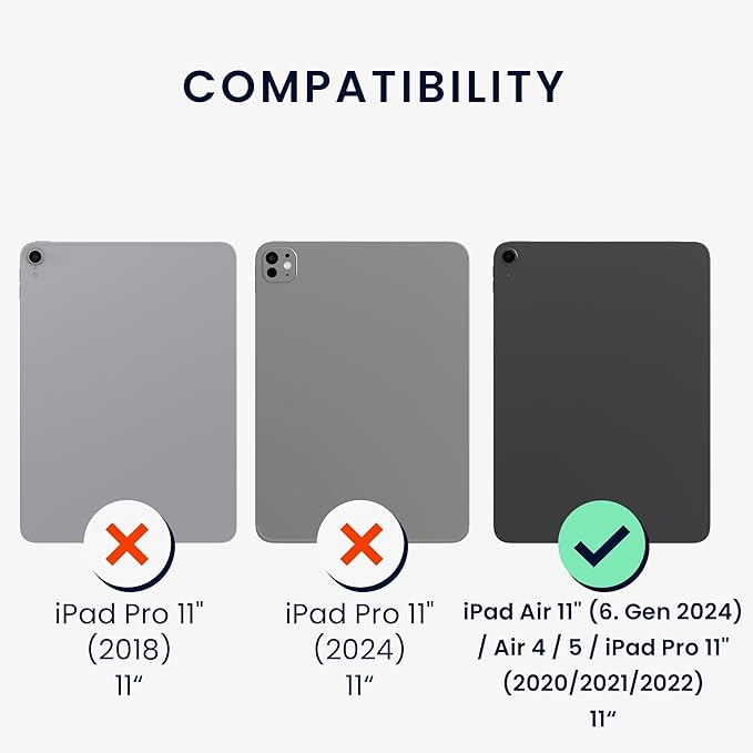 kwmobile Case Compatible with Apple iPad Air 11 (6. Gen 2024) / Air 4/5 / iPad Pro 11 (2020/2021/2022) - Slim Book Style Tablet Cover with Stand Feature - Grey
