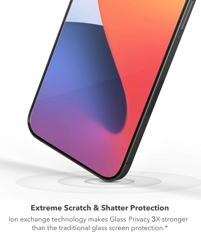 ZAGG InvisibleShield Glass Privacy Screen Protector for iPhone 13 PRO MAX – 3X Impact and Scratch Protection Strongest Tempered Glass Smudge-Free Smooth Silky Feel Two-way Side View Privacy