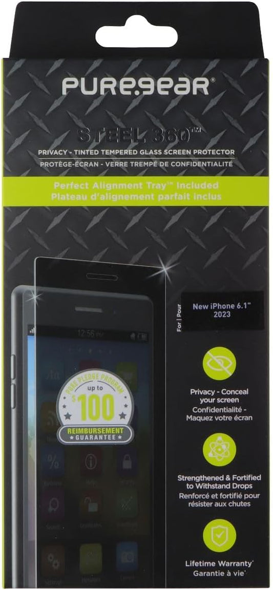 Apple iPhone 15 Steel 360 Privacy Glass Screen Protector with Perfect Alignment Tray™ and Pure Pledge up to $100