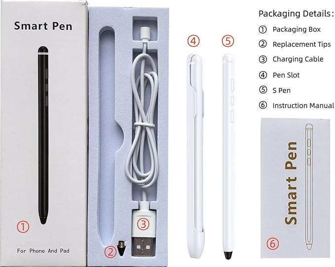 Z Fold 7 S Pen (WithBluetooth) for Samsung Galaxy Z Fold 7/ Fold 6 Fold EditionStylus Pen for Samsung Galaxy Tablet Android Microsoft Surface AMZ Fire HDApple All Touch Screen Devices (White) ﻿