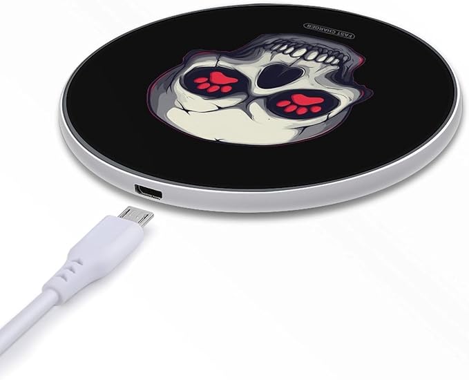 Skull Paw Print Wireless Charger Anti-Slip Wireless Charging Pad Slim Charger Mat for Men Women