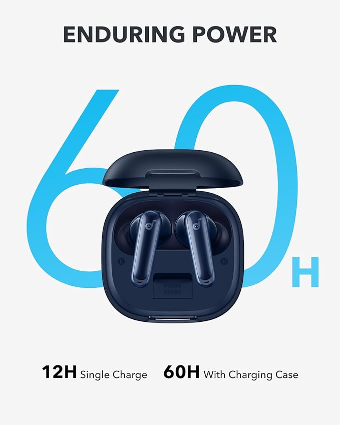 Soundcore P40i by Anker Noise Cancelling Wireless Earbuds Adaptive Noise Cancelling to Environments Heavy Bass 60H Playtime 2-in-1 Case and Phone Stand IPX5 Wireless Charging Bluetooth 5.3