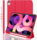 iMieet iPad Air 11 Inch Case M4/M3/M2(2026/2025/2024) iPad Air 5th/4th Generation Case 2022/2020 10.9 Inch with Pencil HolderTrifold Stand Smart Case with Soft TPU Back(Red)