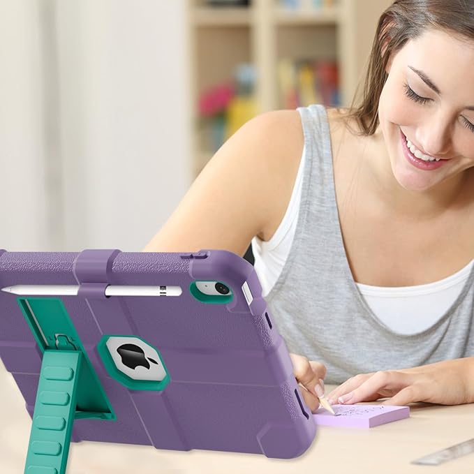 Case for iPad (A16) 11th Generation 11 Inch 2025 / iPad 10th Generation 10.9 Inch 2022 Rugged Heavy Duty Protective Cover [Built-in Pencil Holder ] for iPad 11/10 Gen (Purple)