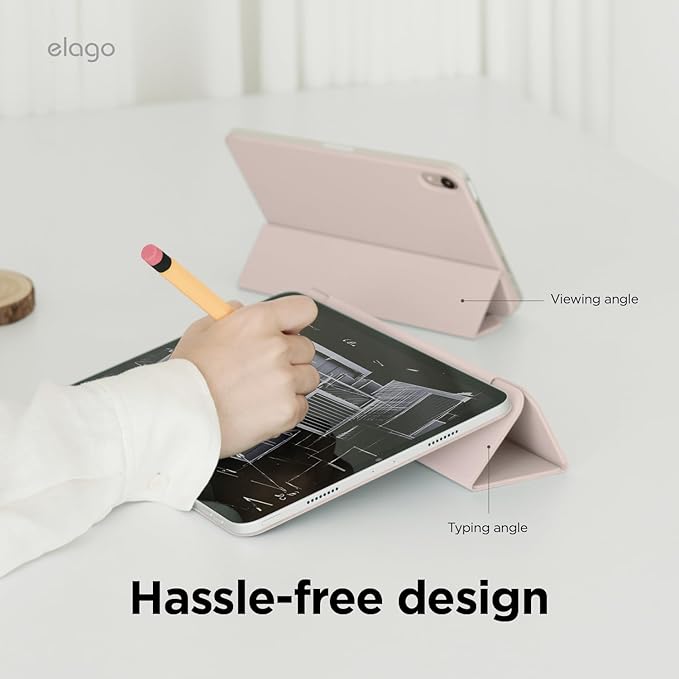 elago Magnetic Folio Case for iPad Pro 13 inch Cover (M5 M4) - Back Plate can be Attached to Metal Materials Wake/Sleep functionality Compatible with Apple Pencil 2 [Sand Pink]