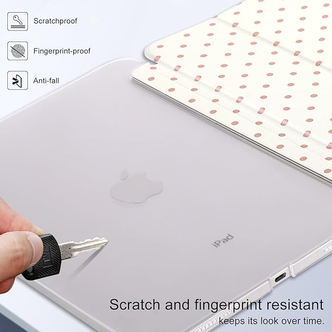 case for ipad 11th Generation11 Inch 2025 (A16 Chip) &amp 10th Gen 10.9 Inch 2022 - Slim Scratch-Resistant Hard PC Translucent Back Shell Smart Cover Wake/Sleep FunctionYellow red Polka dots