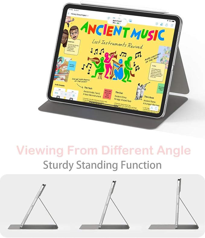 Feams V Fold Case for iPad (A16) 11th Generation 11 Inch 2025 iPad 10th Generation 10.9 Inch 2022 V-Shaped Standing Magnetic Detachable Clear Back Case with Portrait Mode &amp Auto Sleep Light Pin