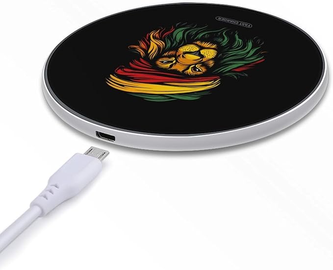 Rasta Reggae Lion Jamaica Wireless Charger Anti-Slip Wireless Charging Pad Slim Charger Mat for Men Women