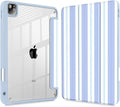 Mektron Case for iPad Pro 11 inch Case M2 2022 Generation 4th Fit 2021 2020 2018 iPad Pro 11 (3rd 2nd &amp 1st Gen) -Buit in Pencil Holder with Shockproof Cover Clear Shell Blue Striped