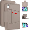 Case for iPad mini 7 (A17 Pro) 2024/ Mini 6 2021 8.3 Inch: Shockproof Rugged Protective Cover with Pencil Holder Auto Wake/Sleep Magnetic Multi-Angles Stand Card Slot Rose Gold