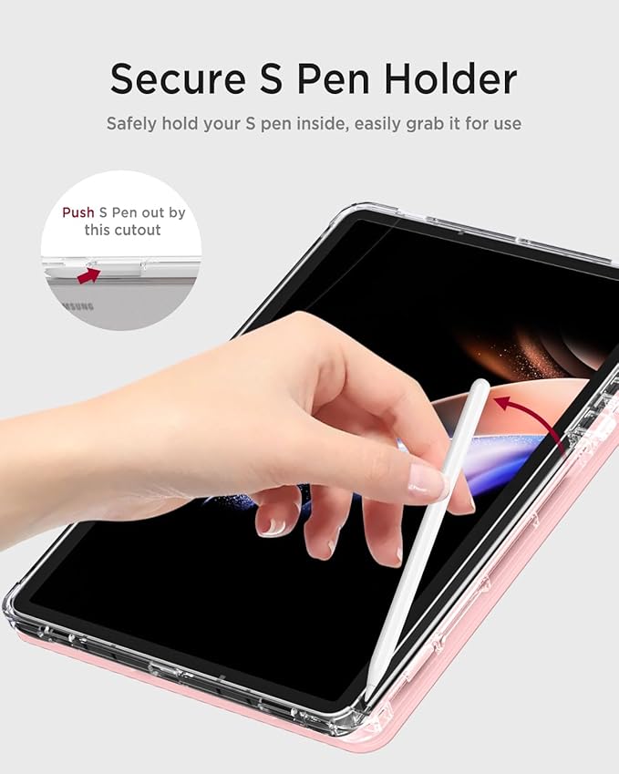 Miimall for Samsung Galaxy Tab S11 Case (2025) Galaxy Tab S11 Case with Stand Slim Hard PC Translucent Back Shell Auto Wake/Sleep Pink