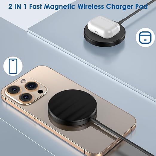 Magnetic Wireless Charger for iPhone 16 2Pack 10FT 15W Fast Mag-Safe Charger Wireless Charging Pad with USB C Fast Charging Block for iPhone 16 Pro Max/15/14/13/12/Plus/Pro/Pro MaxAirPods 3/2/Pro 2