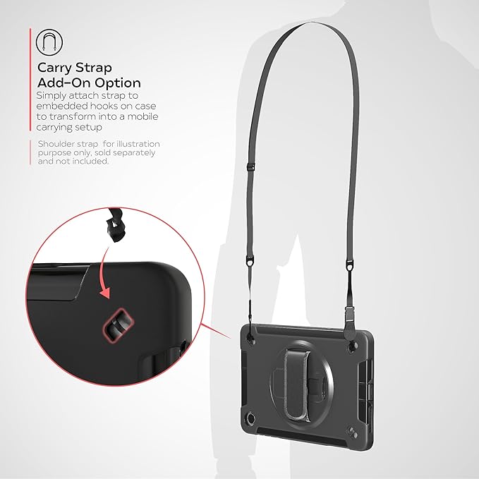 Hard Case for Lenovo M8 - CTA Protective Case with Built-in 360 Degree Rotatable Grip Kickstand &amp Carry On Strap for Lenovo M8 Tablet (PAD-PCGK4M8)