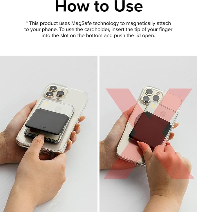 Ringke Magnetic Stand Slot Card Holder [Phone Wallet + Stand] ID &amp Credit Card Holder for Phone Case Magnetic Card Wallet Compatible with Magsafe iPhone 13 12 Pro Max Mini - Clear &amp Light