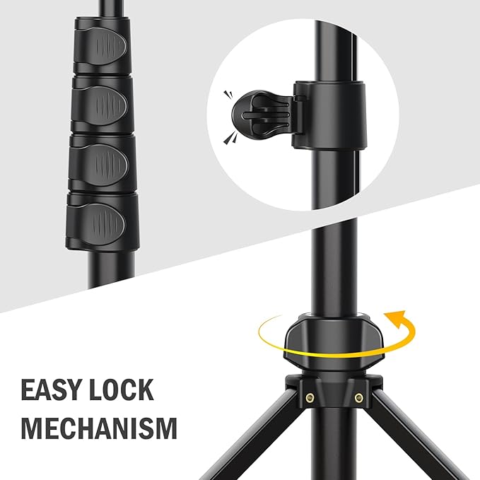 64” Tripod for Cell Phone &amp Camera Phone Tripod with Remote and Phone Holder Sturdy &amp Stable Height Adjustable Multi-Angle Shot Selfie Stick Tripod for Video Recording